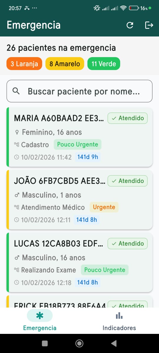 Aplicativo nativo do EHR Digital — Emergência