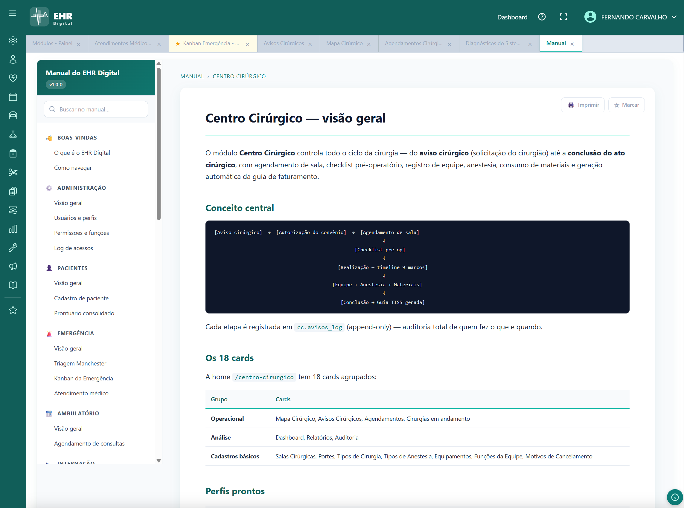 Manual do Sistema — EHR Digital
