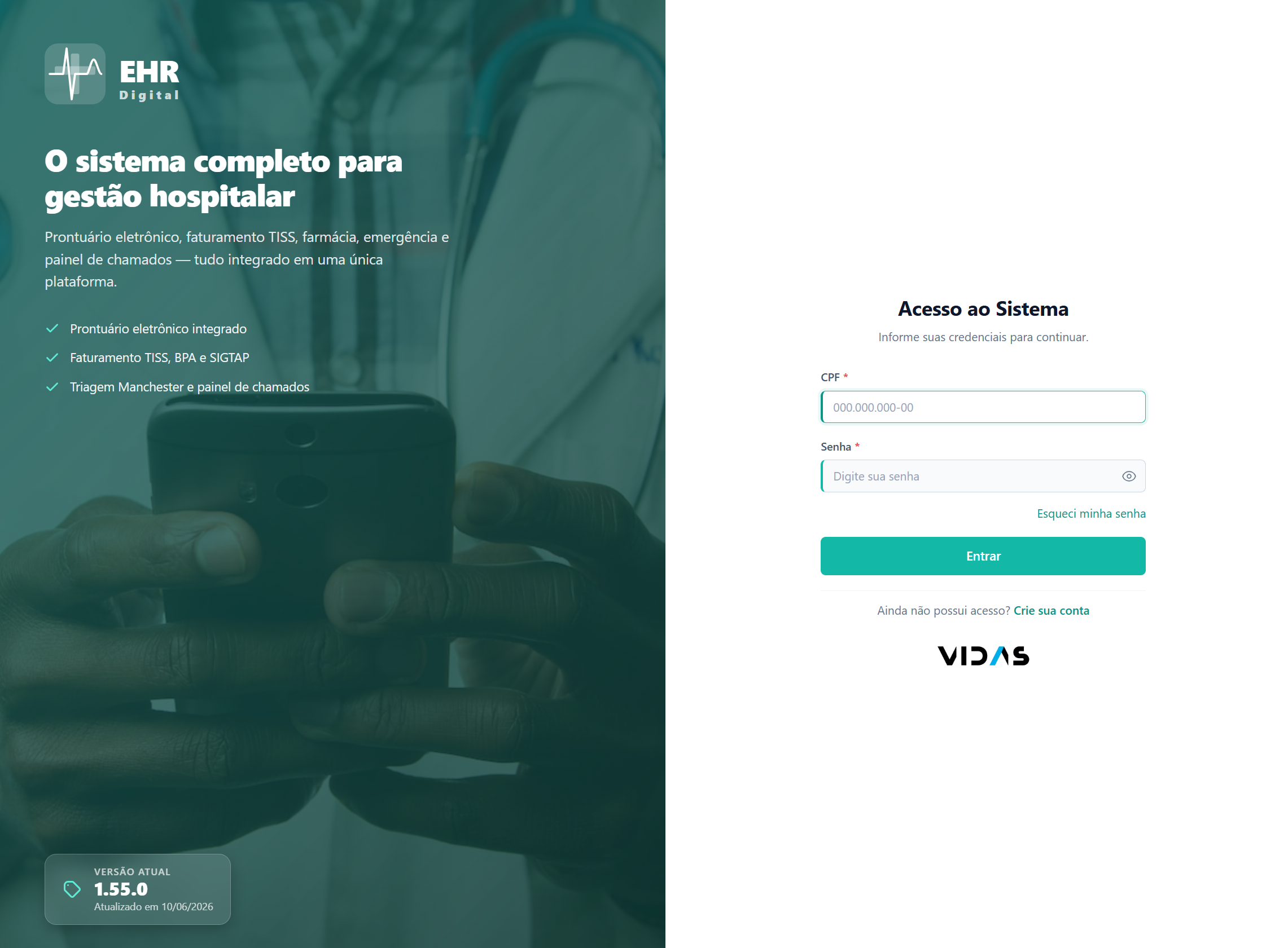 Tela de Login — EHR Digital